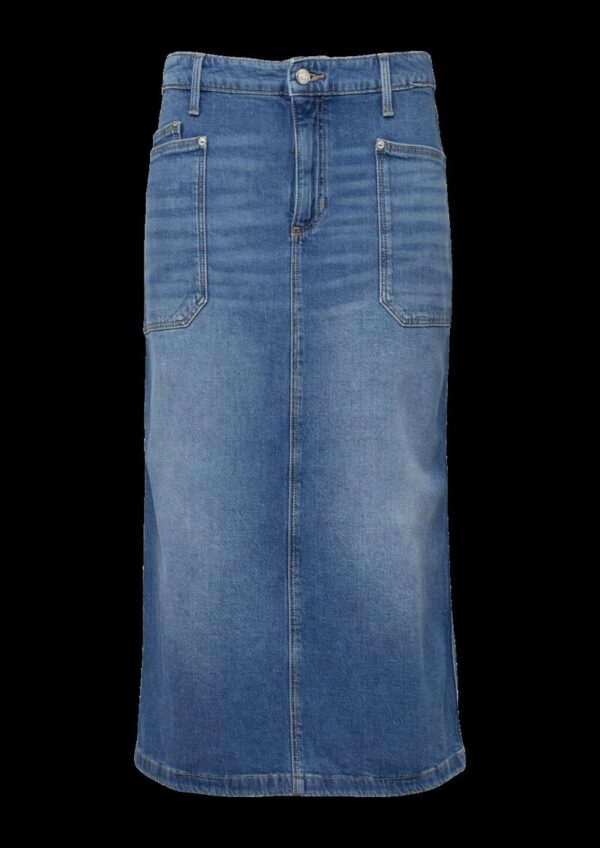 Midi-Jeansrock mit aufgesetzten Taschen
