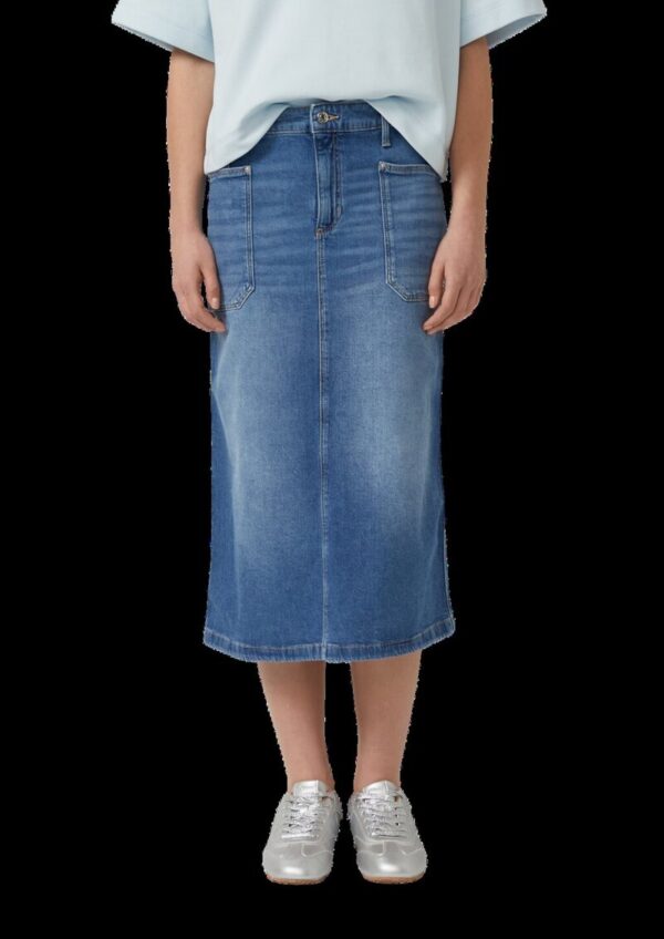 Midi-Jeansrock mit aufgesetzten Taschen