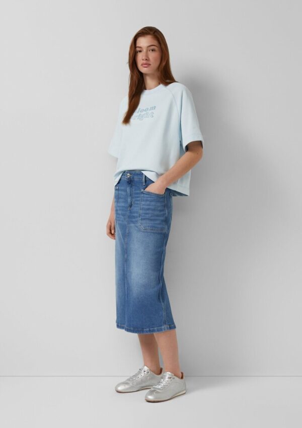 Midi-Jeansrock mit aufgesetzten Taschen