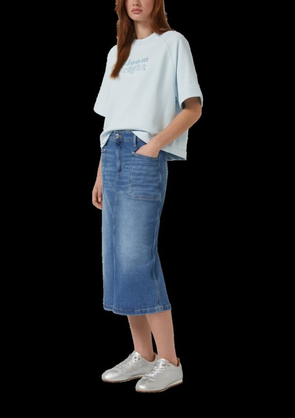 Midi-Jeansrock mit aufgesetzten Taschen