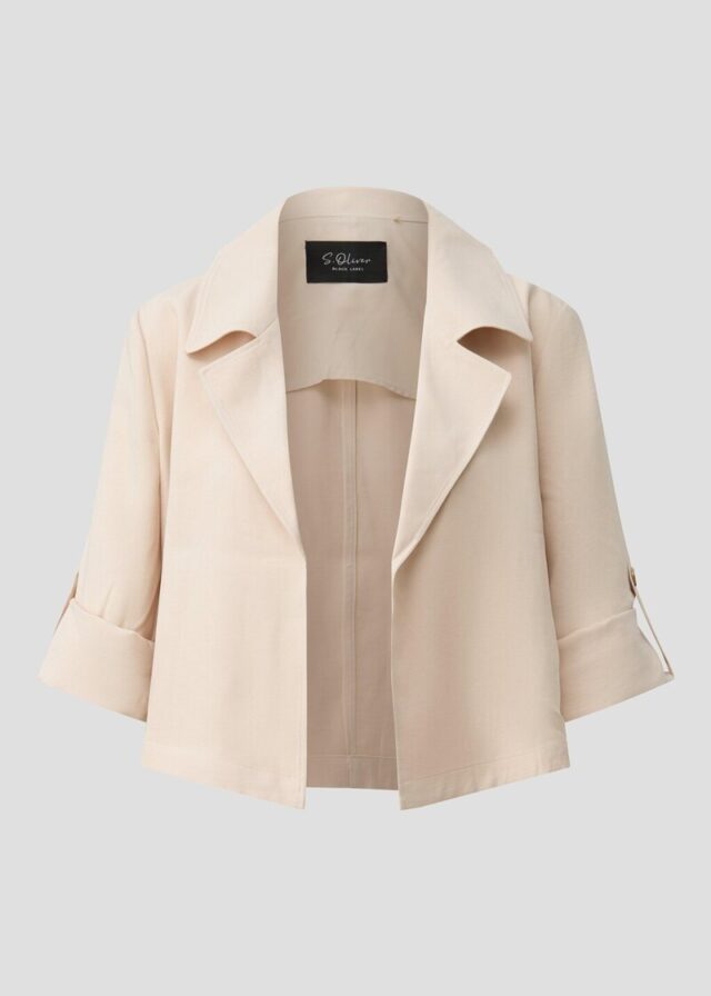 Kurzer Blazer aus Viskosemix mit 3/4-Ärmeln und Reverskragen