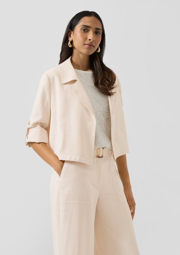 Kurzer Blazer aus Viskosemix mit 3/4-Ärmeln und Reverskragen