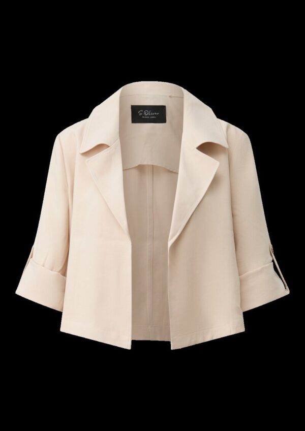 Kurzer Blazer aus Viskosemix mit 3/4-Ärmeln und Reverskragen