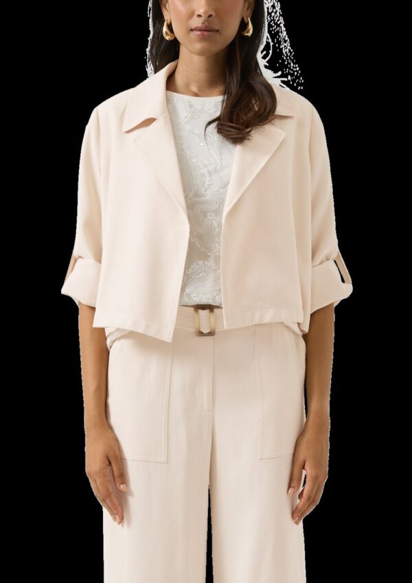 Kurzer Blazer aus Viskosemix mit 3/4-Ärmeln und Reverskragen