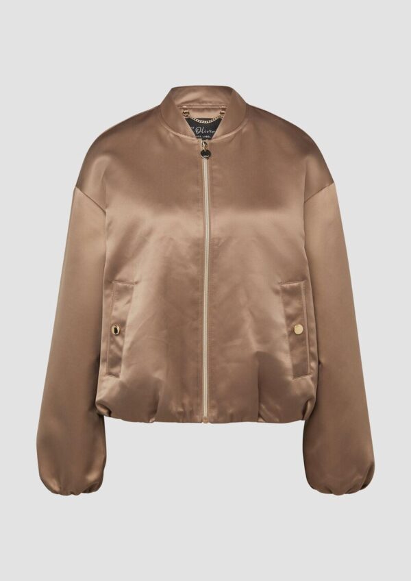 Gefütterte Outdoor-Jacke aus Satin mit Gummizug und Pattentaschen