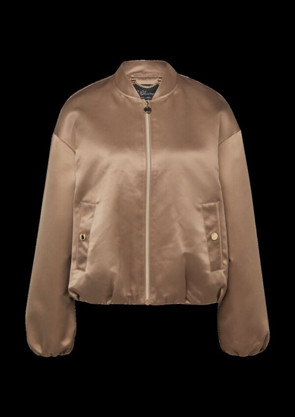 Gefütterte Outdoor-Jacke aus Satin mit Gummizug und Pattentaschen