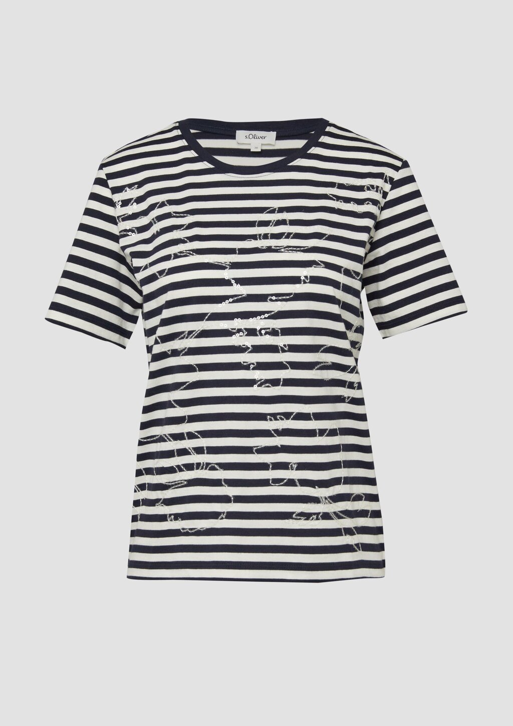 Gestreiftes Baumwoll-T-Shirt mit Pailletten