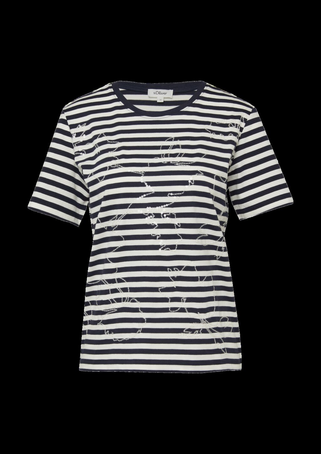 Gestreiftes Baumwoll-T-Shirt mit Pailletten