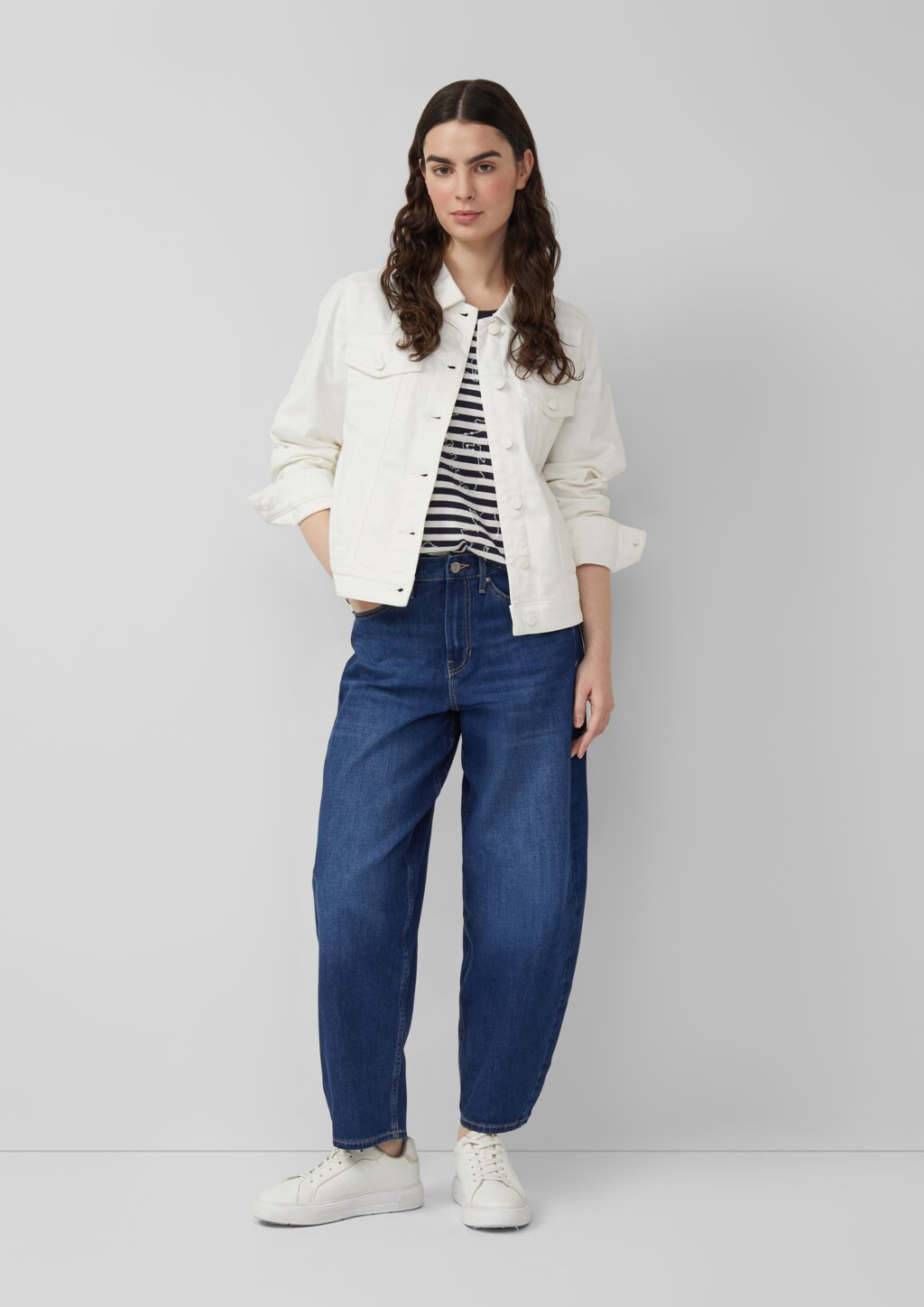 Gestreiftes Baumwoll-T-Shirt mit Pailletten