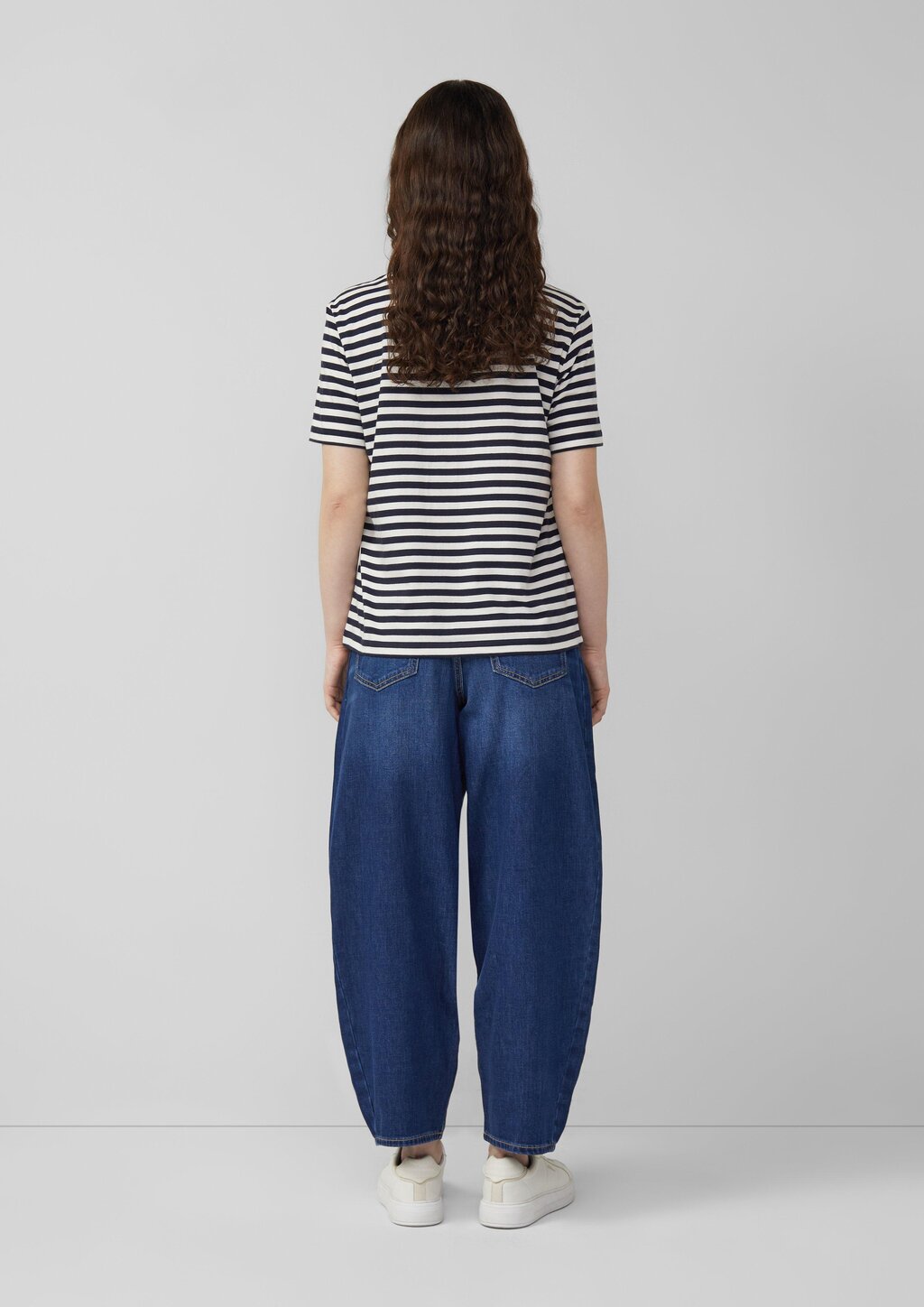 Gestreiftes Baumwoll-T-Shirt mit Pailletten