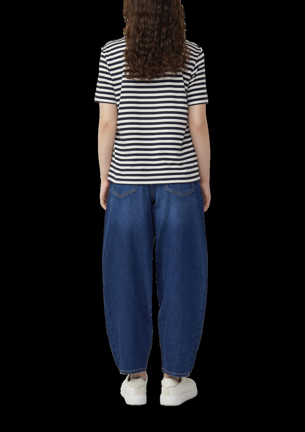 Gestreiftes Baumwoll-T-Shirt mit Pailletten