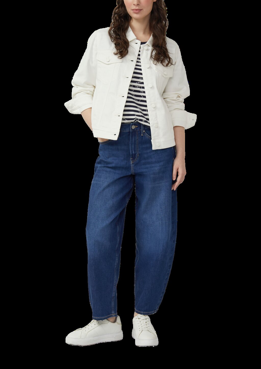 Gestreiftes Baumwoll-T-Shirt mit Pailletten