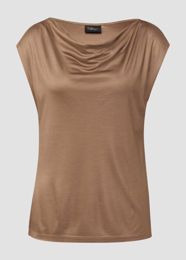 Viskose-Shirt mit Wasserfall-Ausschnitt