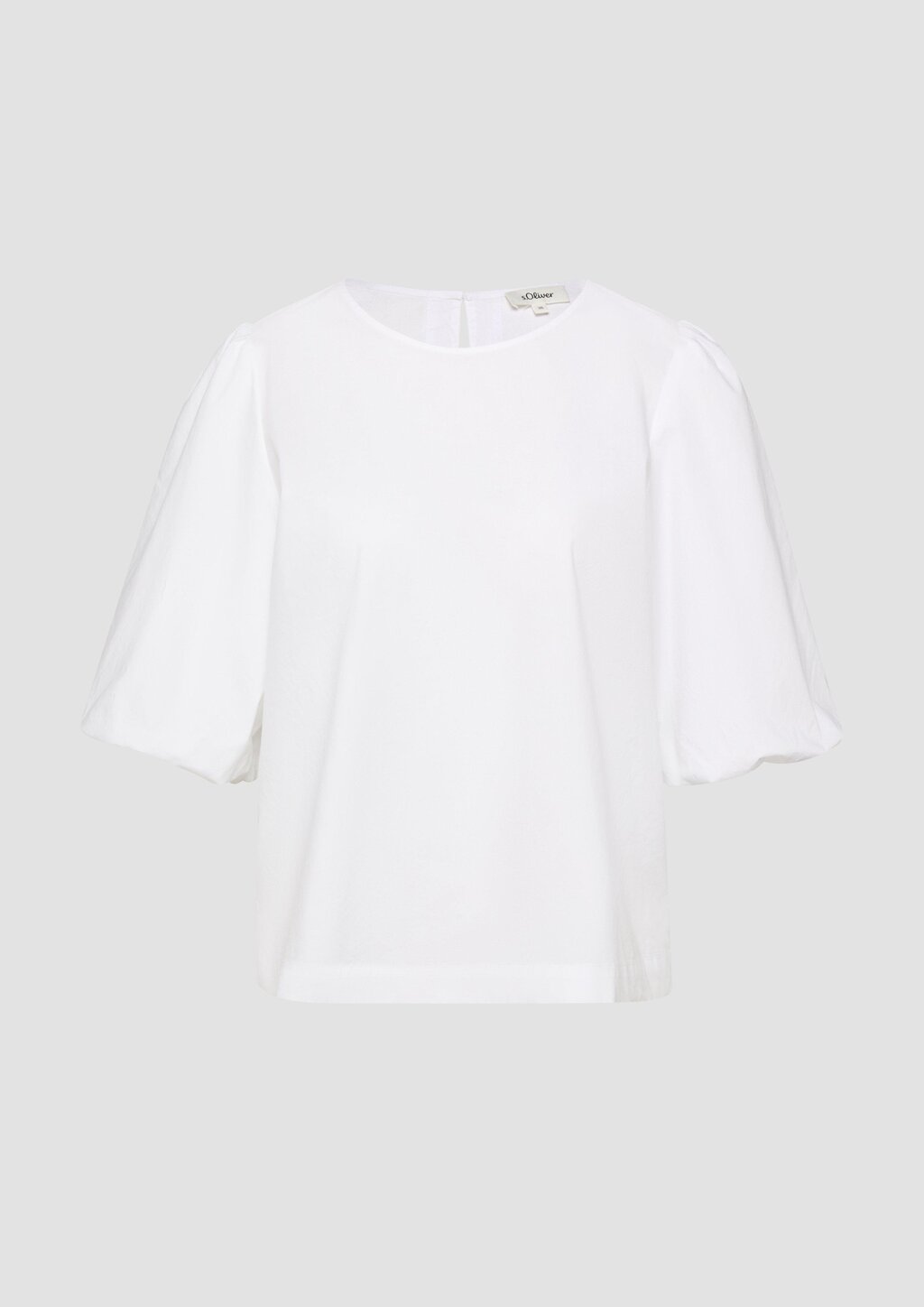 Popeline-Bluse mit Ballonärmeln