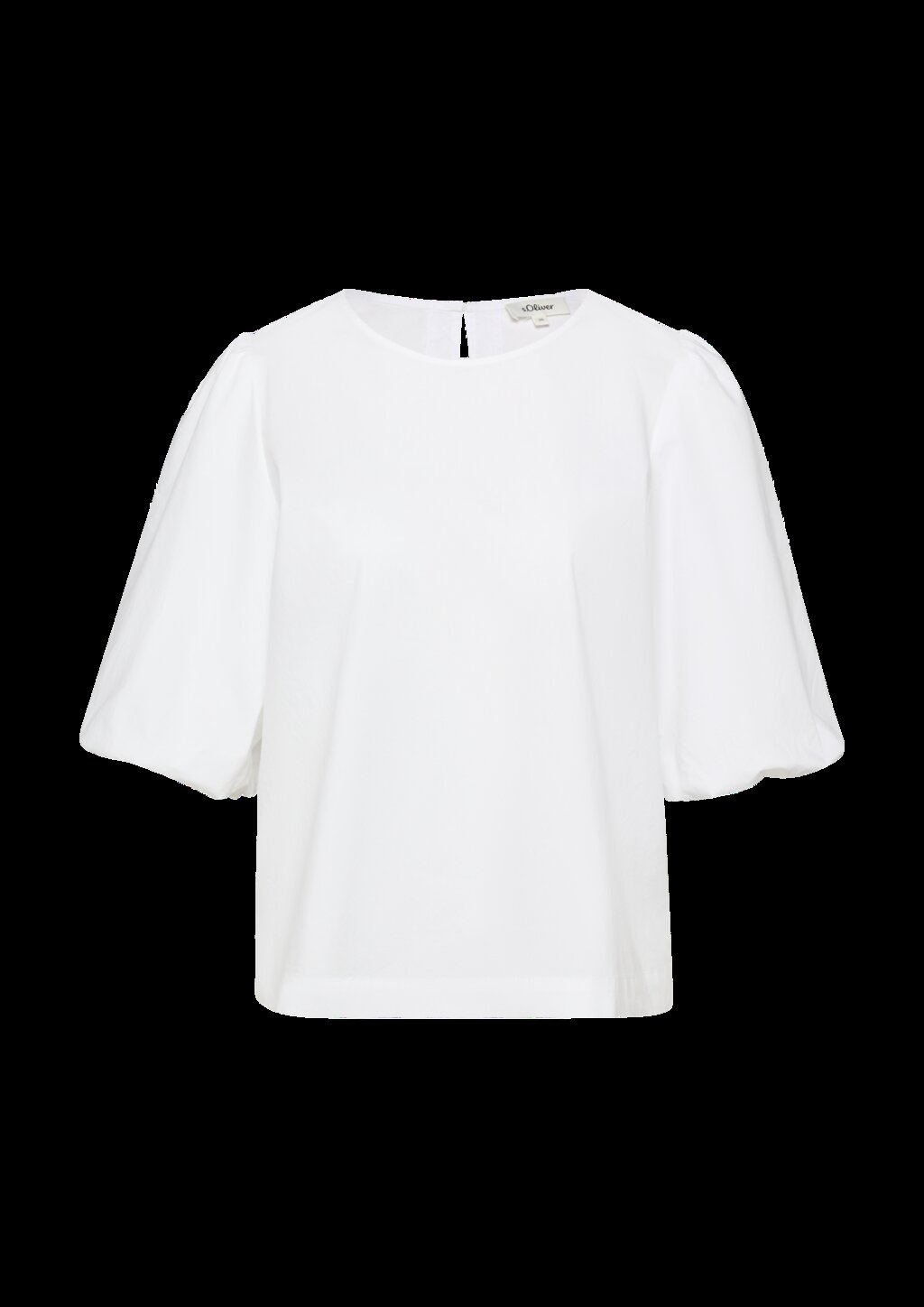 Popeline-Bluse mit Ballonärmeln