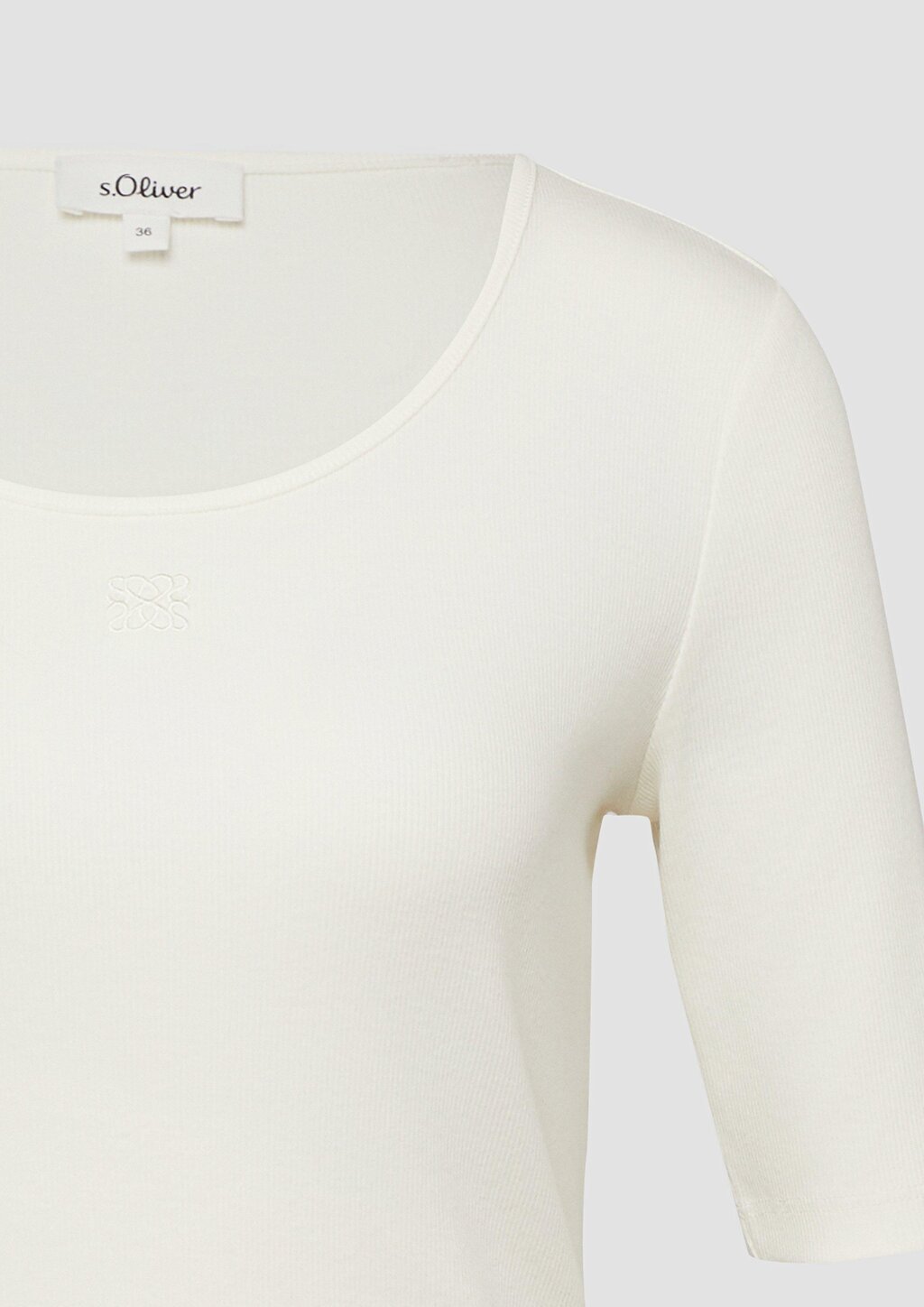 Geripptes T-Shirt im Slim Fit mit Stickerei