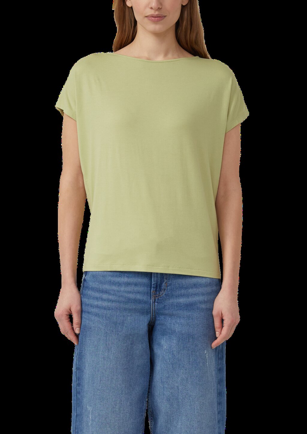 Fließendes Jersey-Shirt mit überschnittenen Schultern