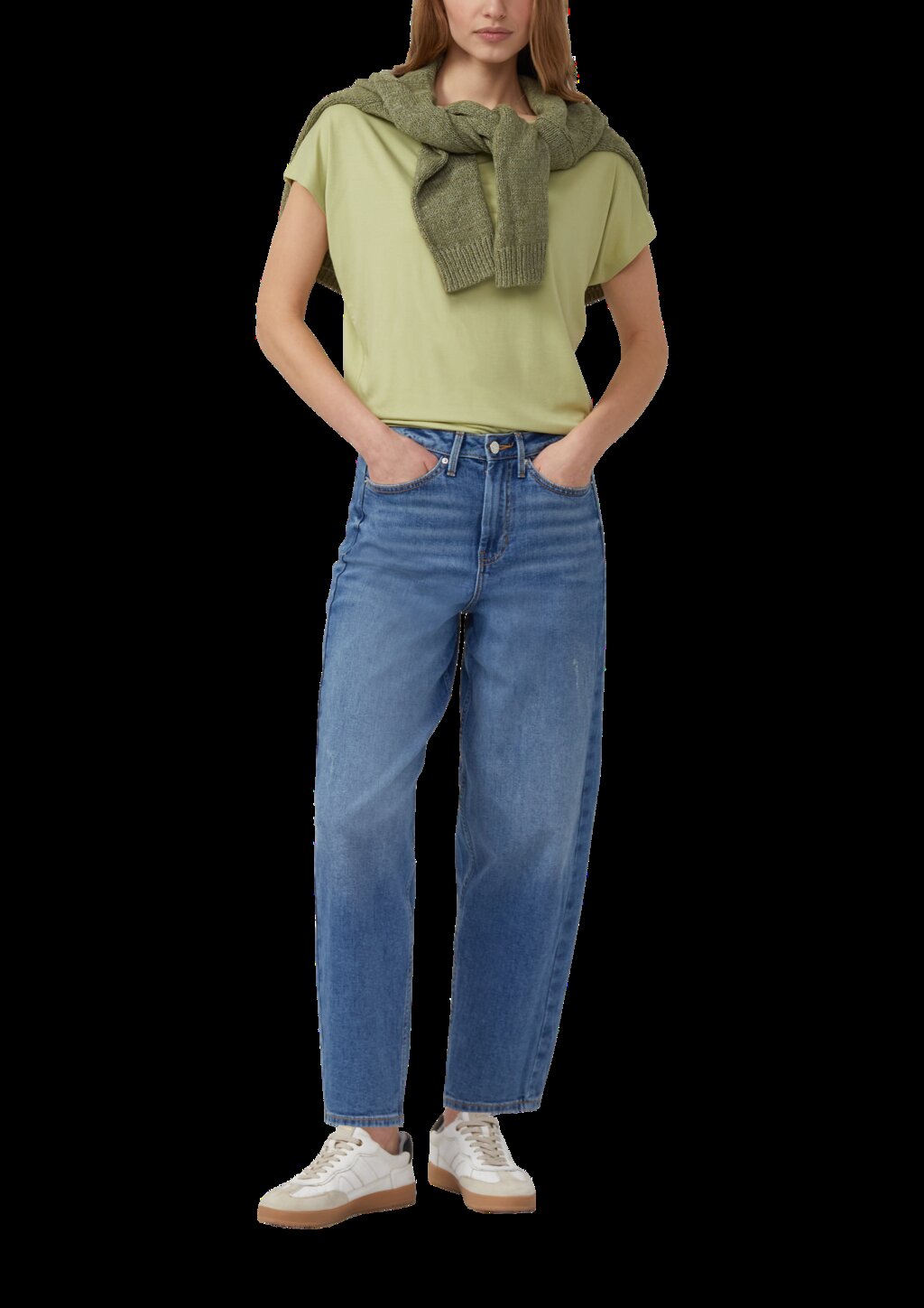 Fließendes Jersey-Shirt mit überschnittenen Schultern