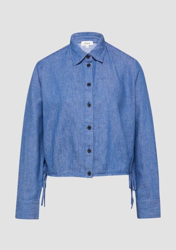 Blusenshirt aus Leinenmix mit Schleifendetail