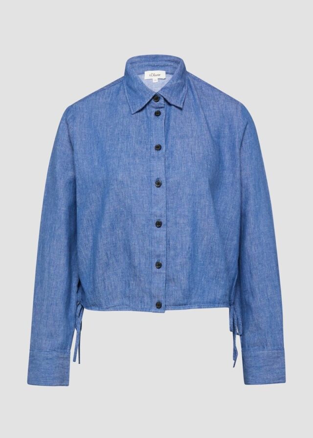 Blusenshirt aus Leinenmix mit Schleifendetail