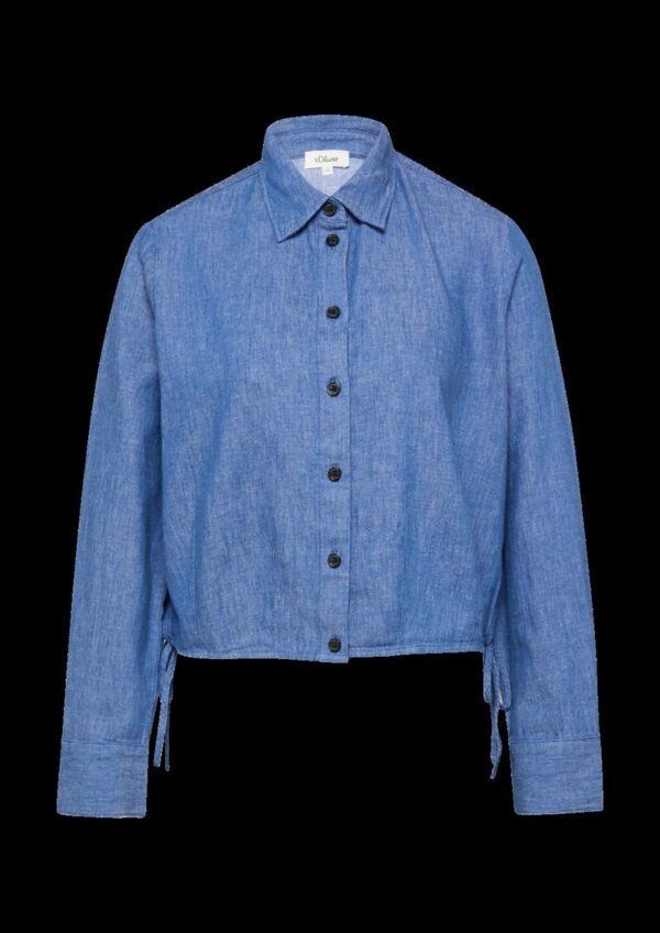 Blusenshirt aus Leinenmix mit Schleifendetail