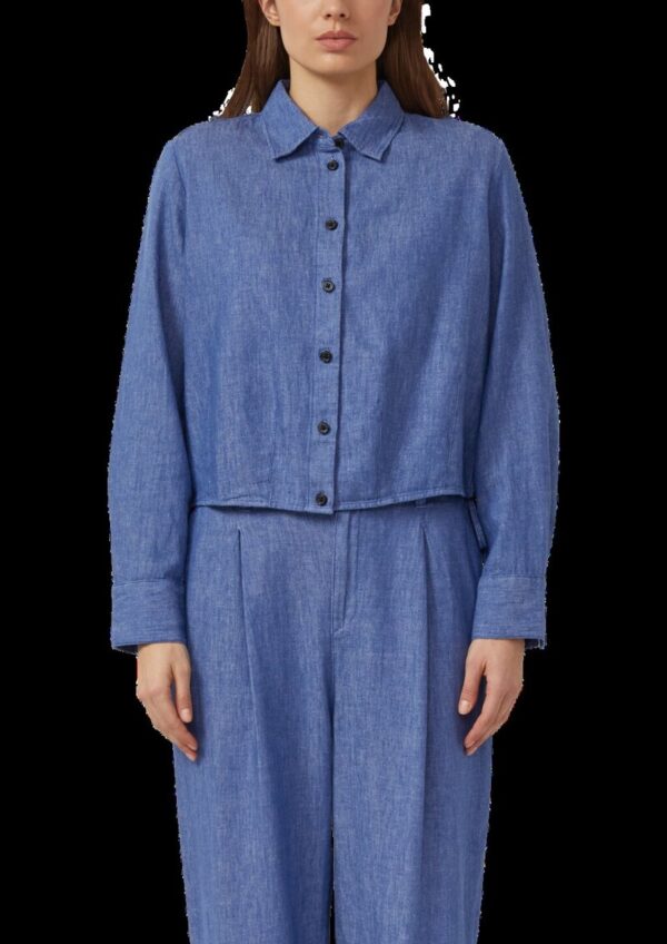 Blusenshirt aus Leinenmix mit Schleifendetail