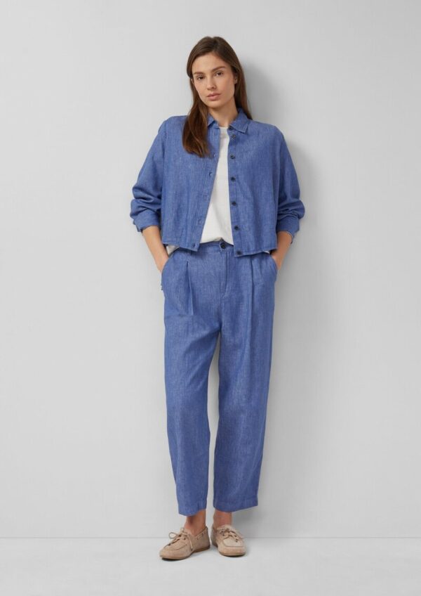 Blusenshirt aus Leinenmix mit Schleifendetail