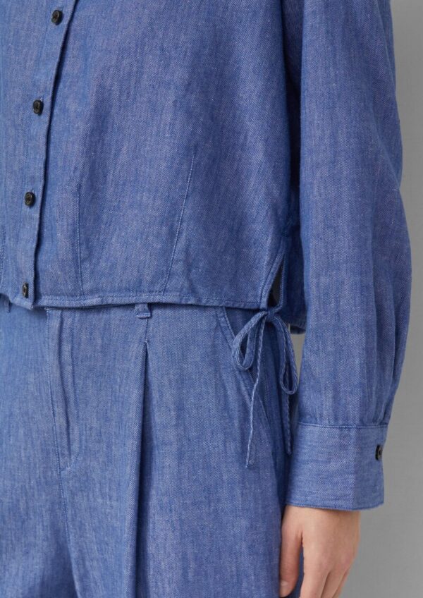 Blusenshirt aus Leinenmix mit Schleifendetail