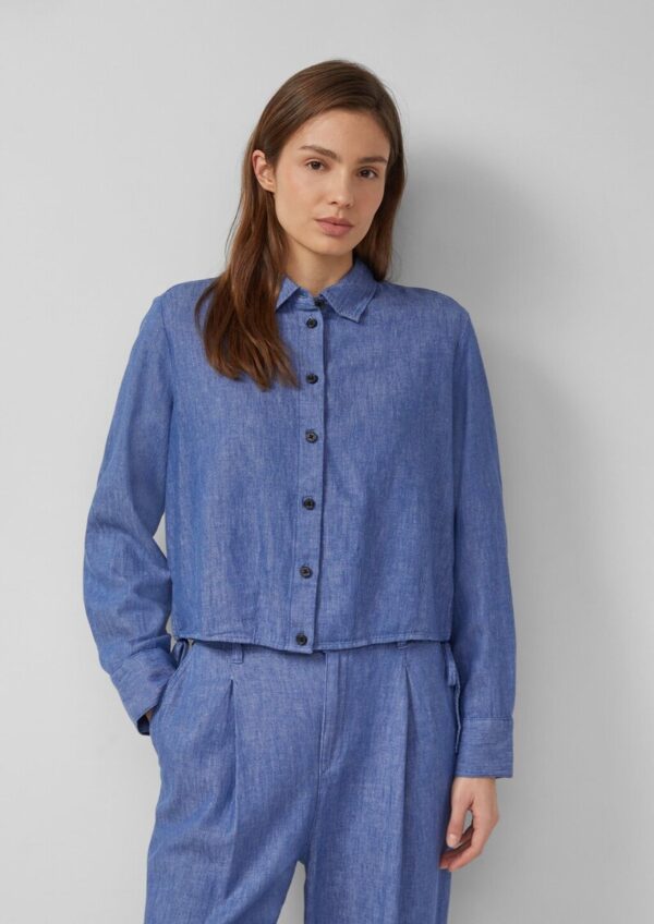 Blusenshirt aus Leinenmix mit Schleifendetail