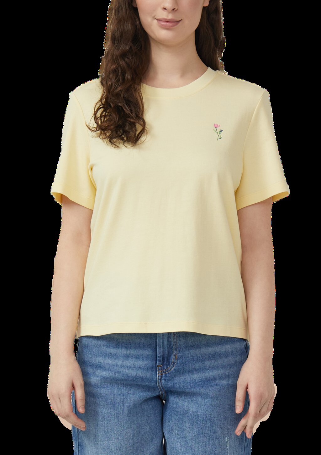 Verkürztes Baumwoll-T-Shirt mit Artwork