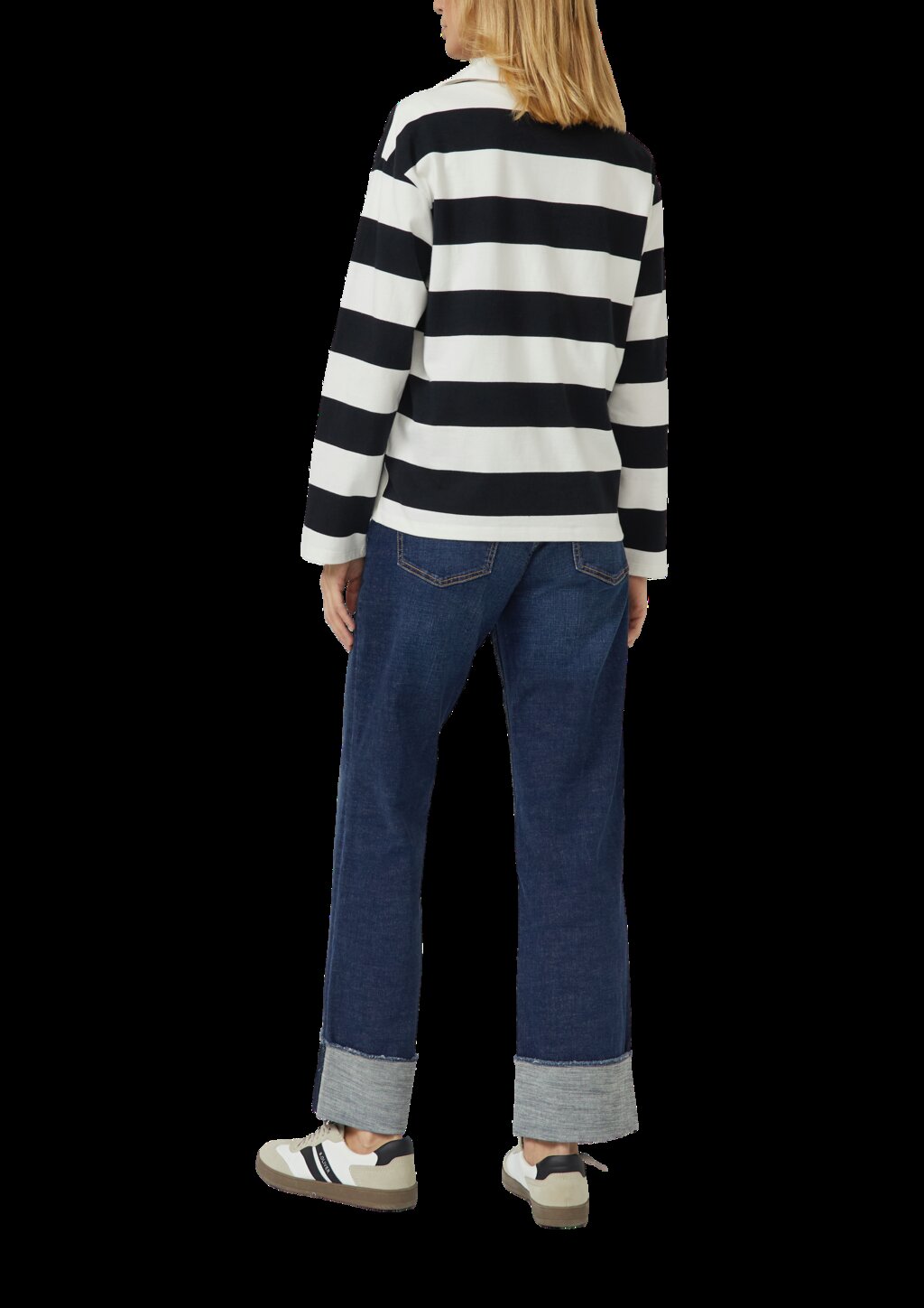 Gestreiftes Baumwoll-Shirt mit Hemdkragen