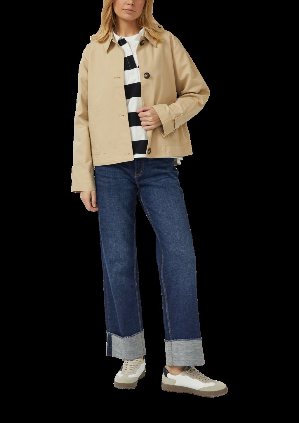 Gestreiftes Baumwoll-Shirt mit Hemdkragen