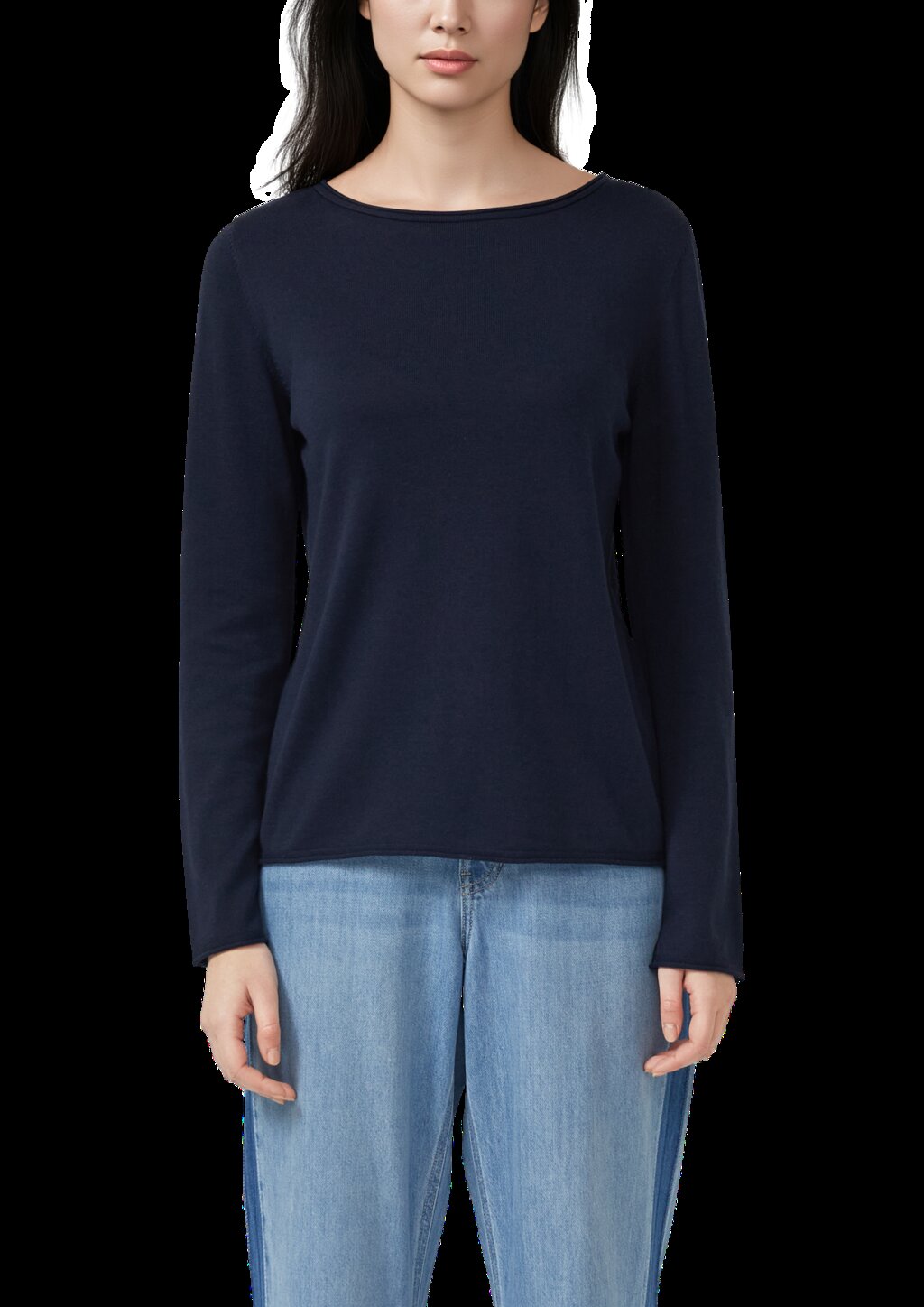 Feinstrickpullover mit Rollkanten