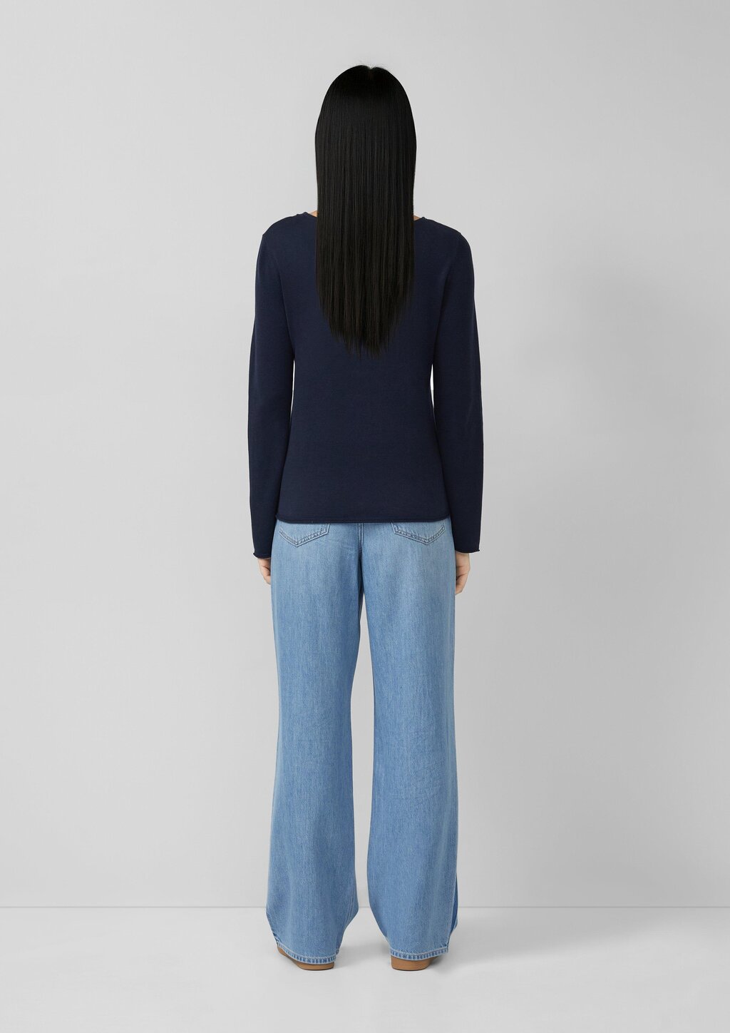 Feinstrickpullover mit Rollkanten