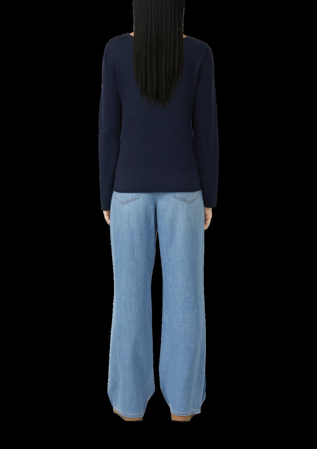 Feinstrickpullover mit Rollkanten