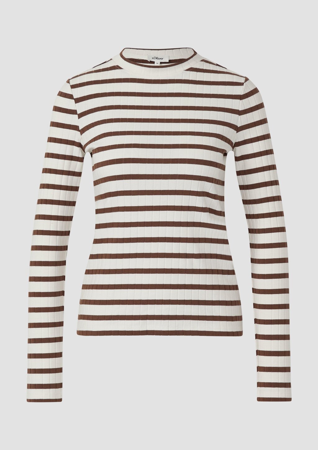 Geripptes Langarmshirt im Slim Fit