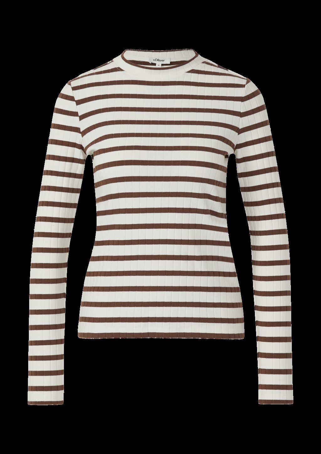 Geripptes Langarmshirt im Slim Fit