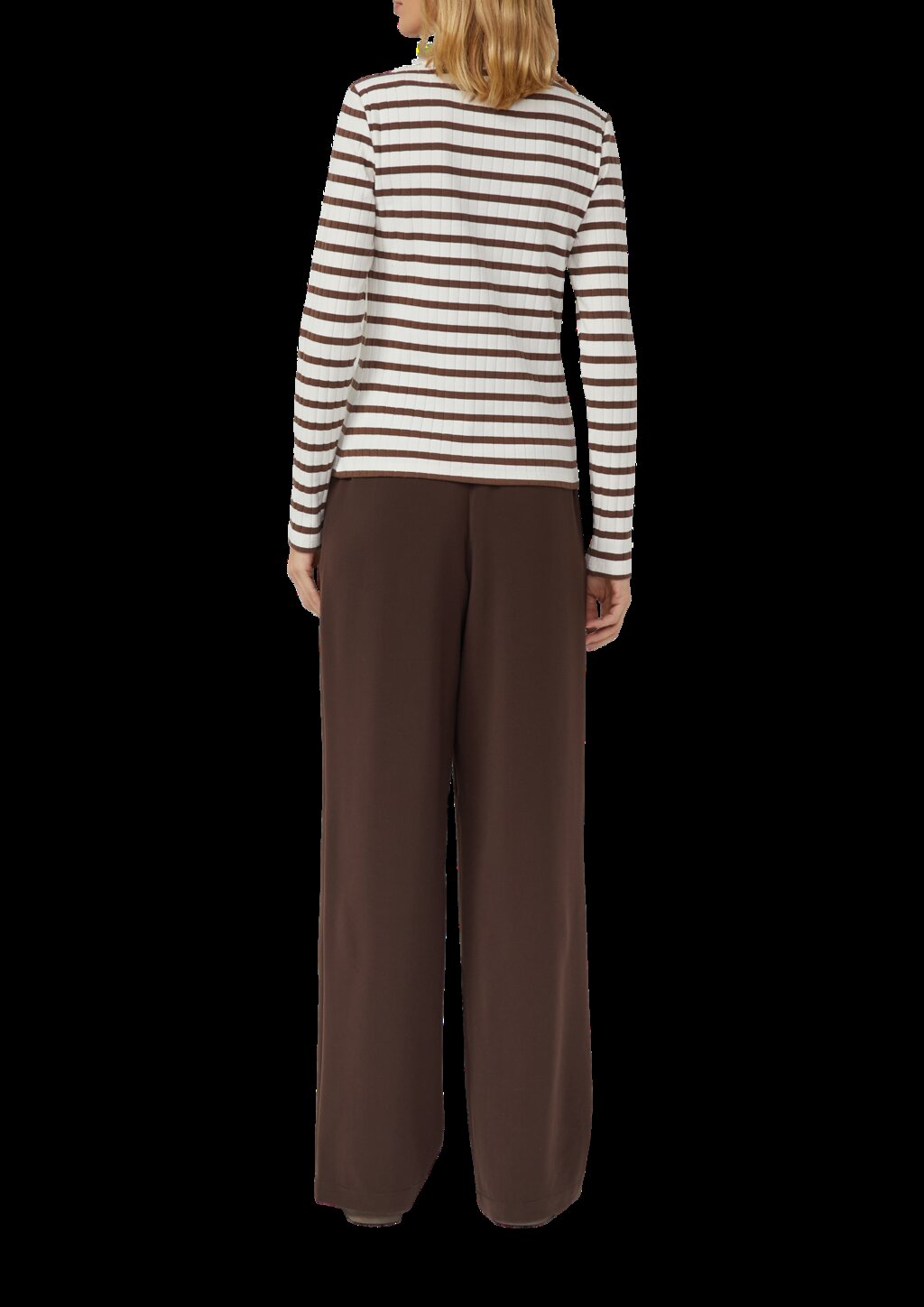 Geripptes Langarmshirt im Slim Fit