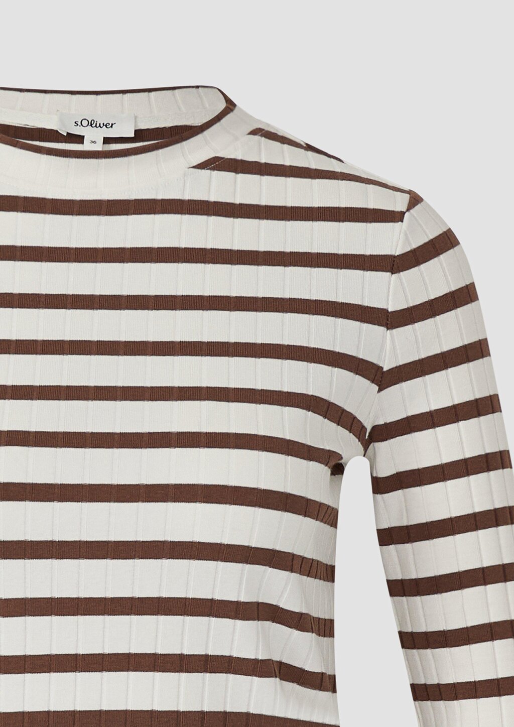 Geripptes Langarmshirt im Slim Fit