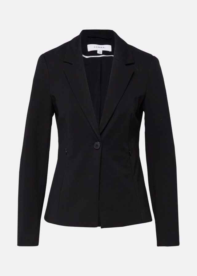 Taillierter Blazer aus weichem Jersey mit Reißverschlusstaschen