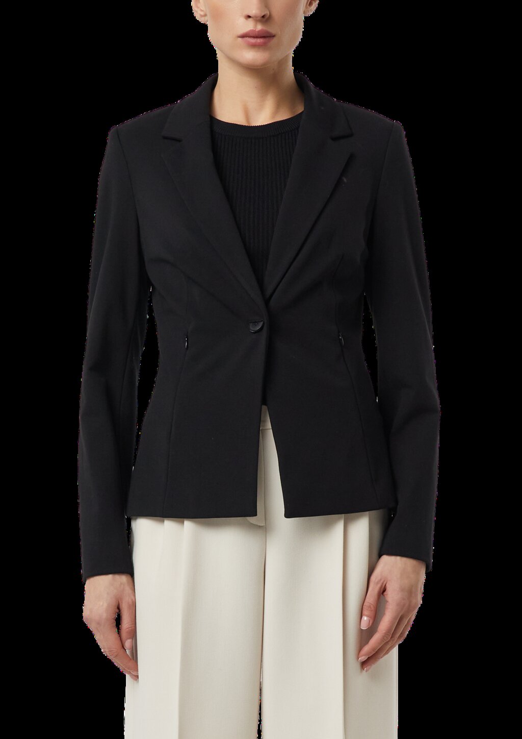 Taillierter Blazer aus weichem Jersey mit Reißverschlusstaschen