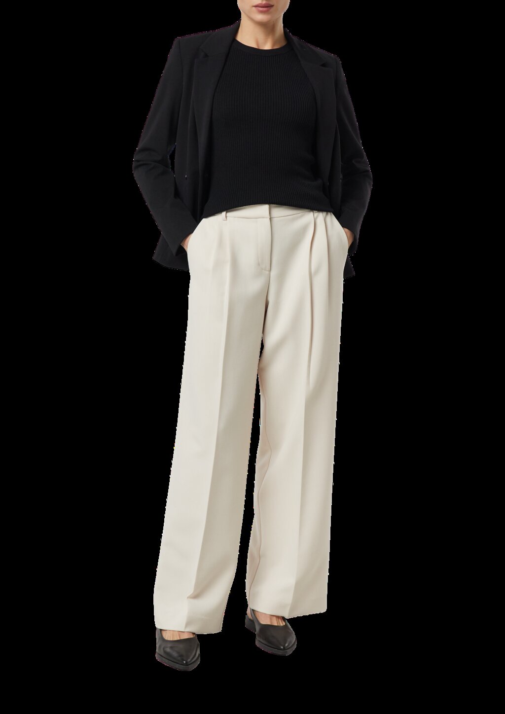 Taillierter Blazer aus weichem Jersey mit Reißverschlusstaschen