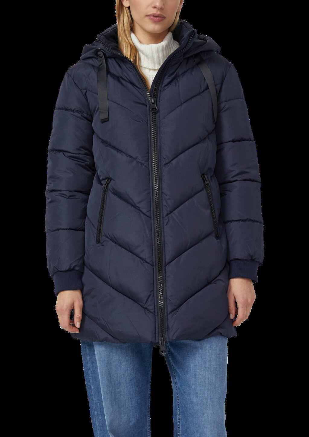 Mantel mit Steppmuster und Kapuze