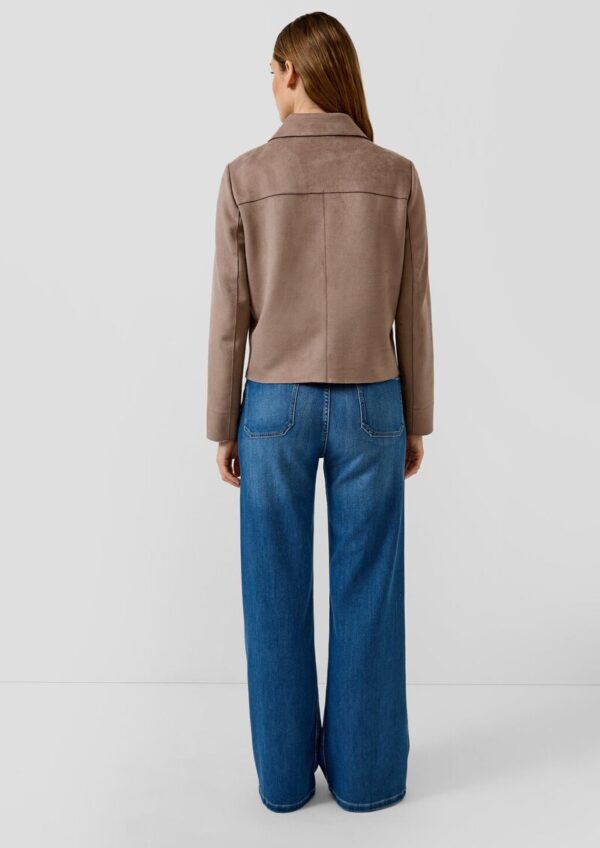 Kurze Jacke in Veloursleder-Optik mit aufgesetzten Taschen