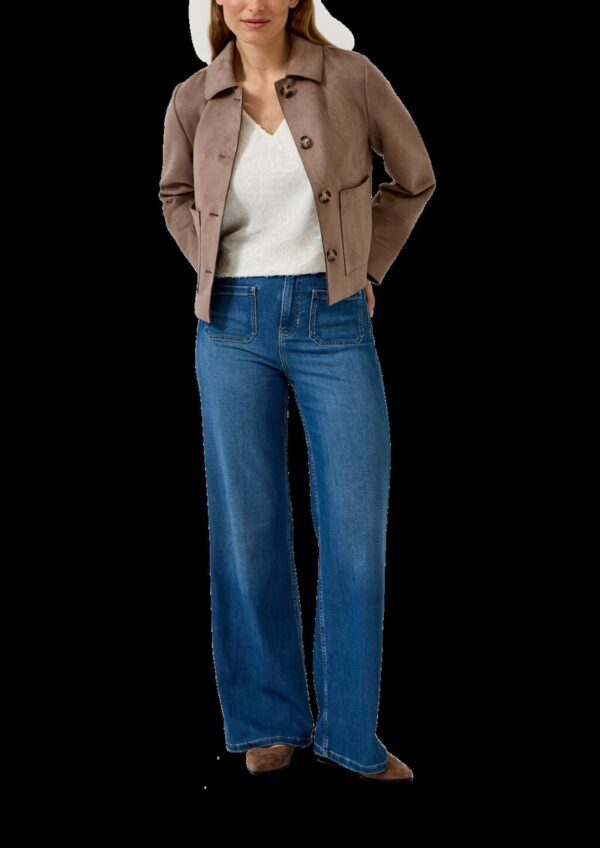 Kurze Jacke in Veloursleder-Optik mit aufgesetzten Taschen