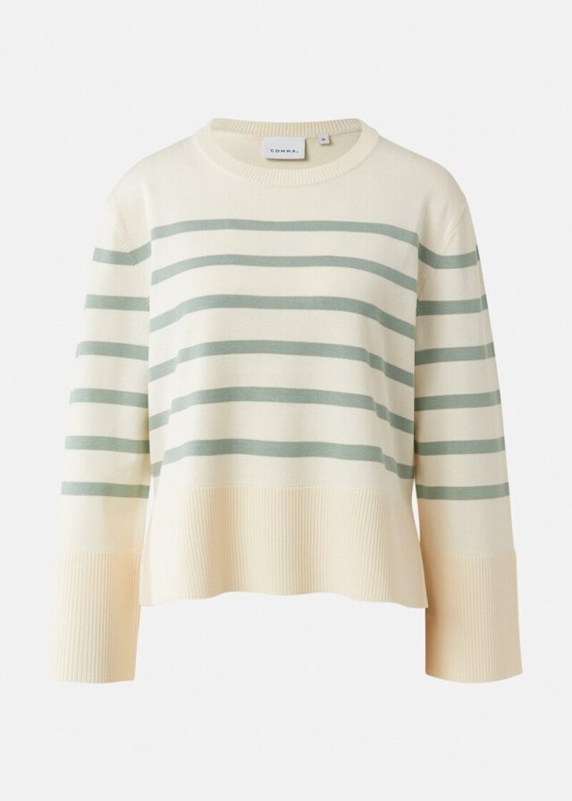 Streifenpullover mit weiten Ärmeln