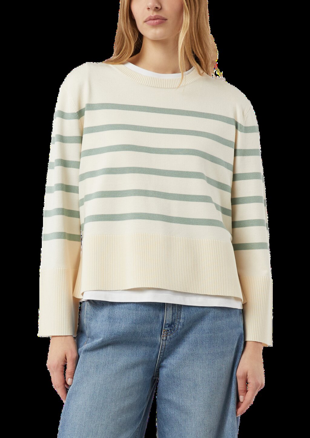 Streifenpullover mit weiten Ärmeln