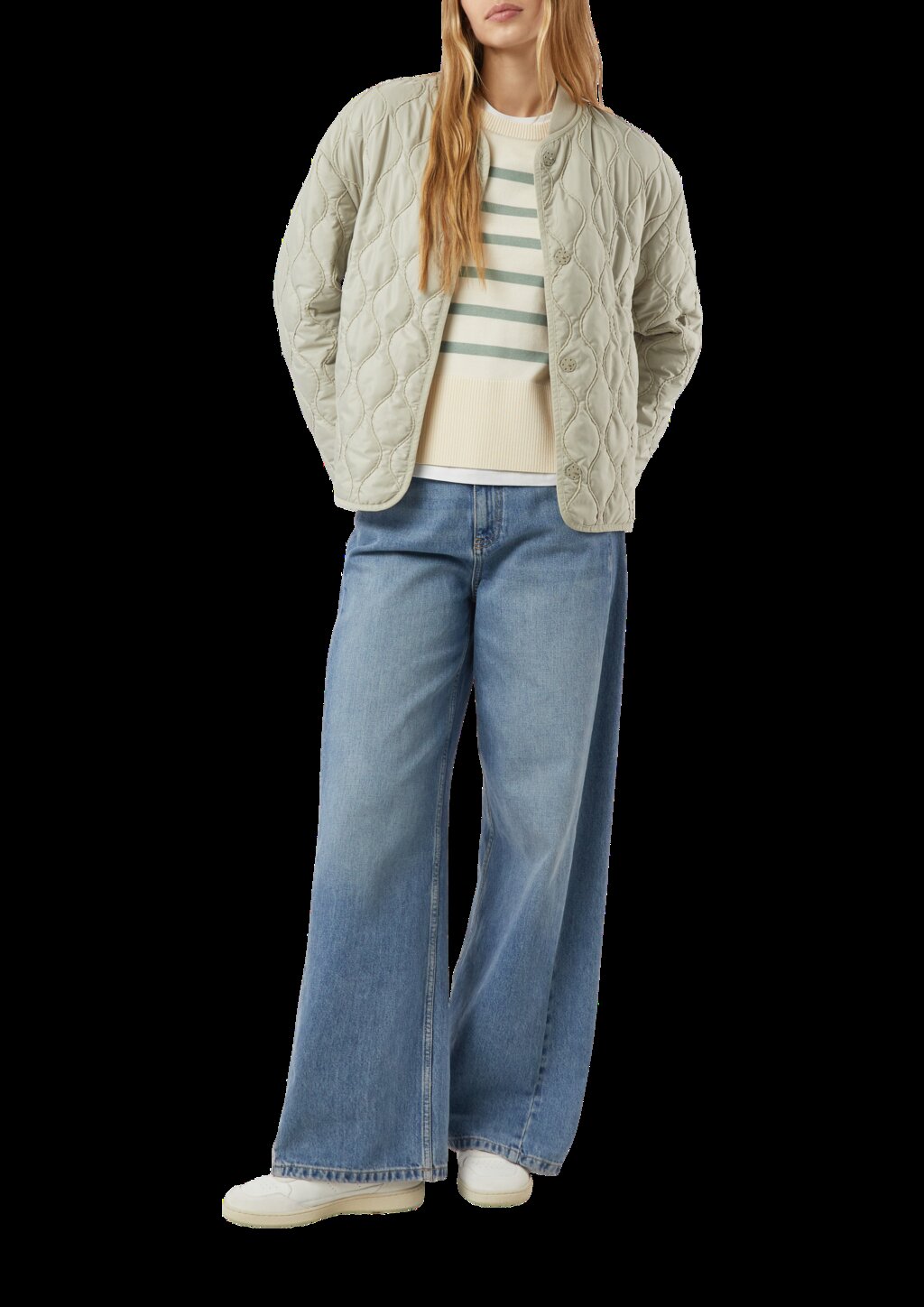 Streifenpullover mit weiten Ärmeln