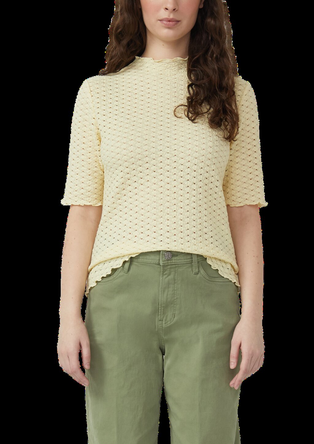 T-Shirt aus Lochspitze mit Wellenkante