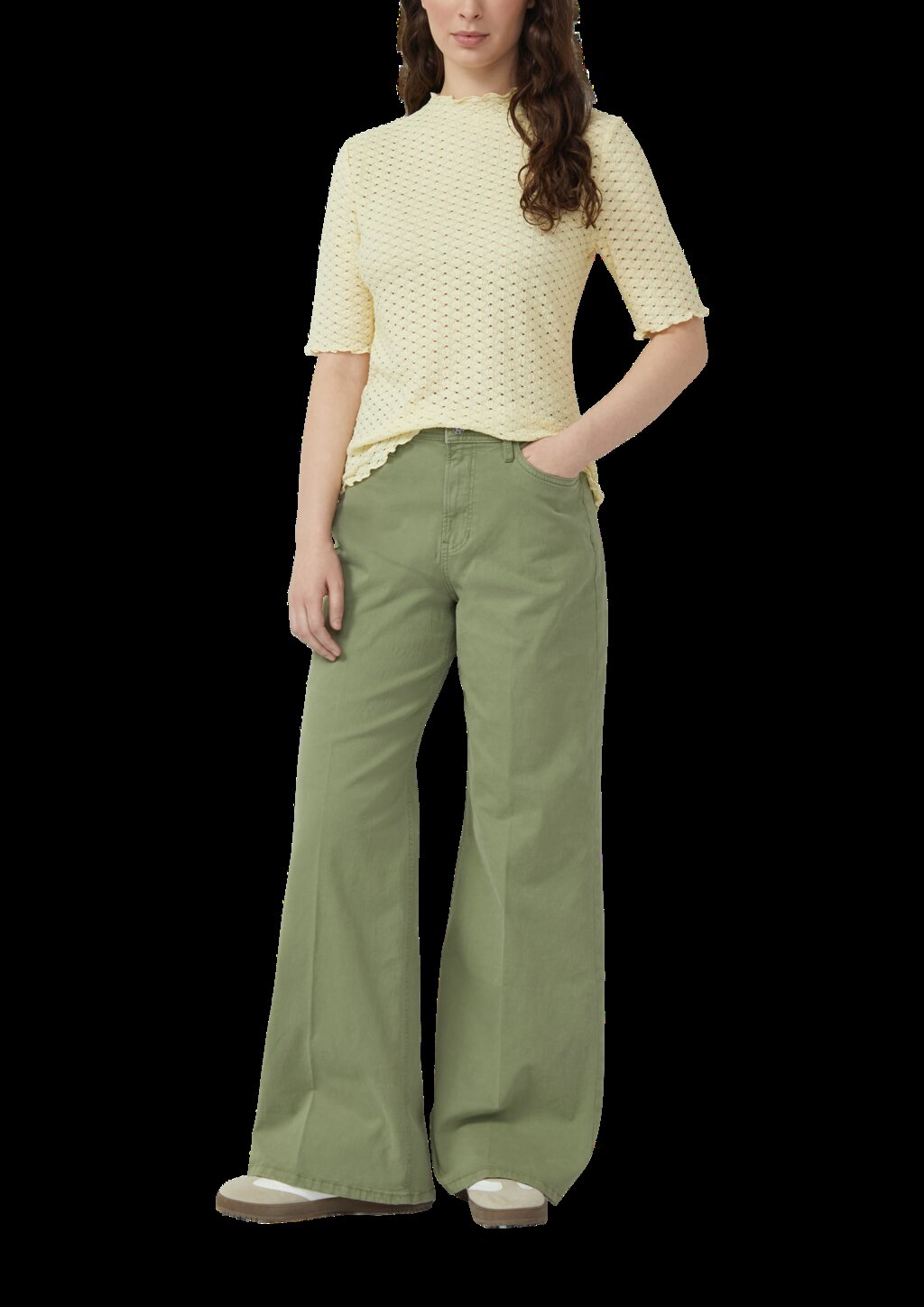 T-Shirt aus Lochspitze mit Wellenkante